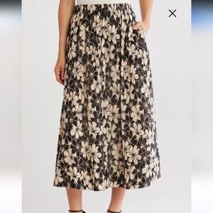 Jason Wu Floral Pocket Cotton Skirt Women M Black Ivory A-Line Midi Designer